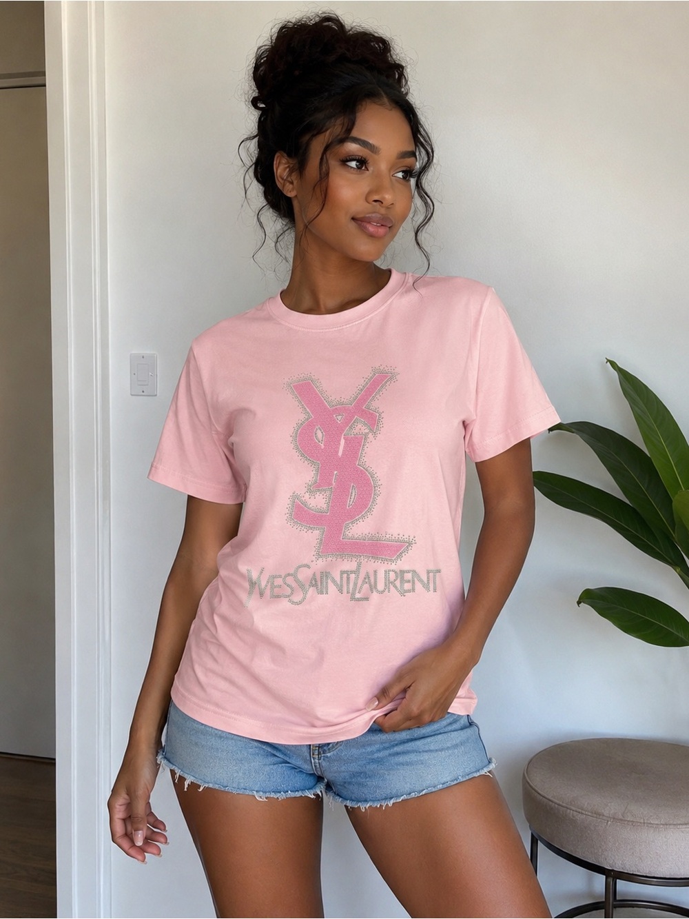 Luxury Crew Neck T-Shirt - Pink